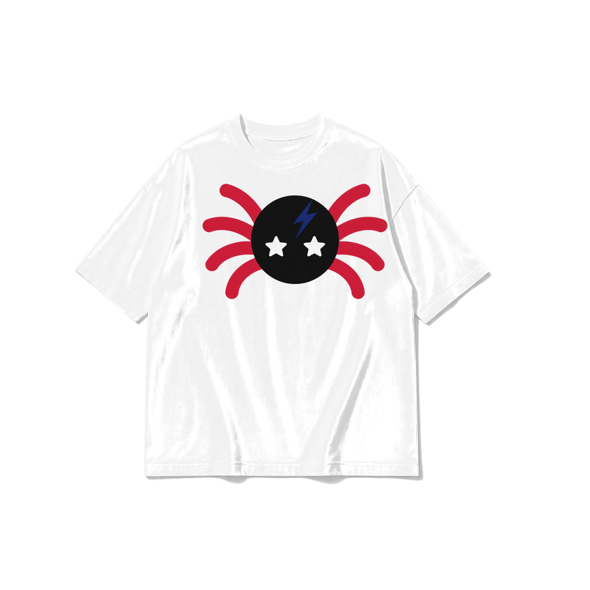 Yıldız Gözlü Örümcek baskılı beyaz t-shirt