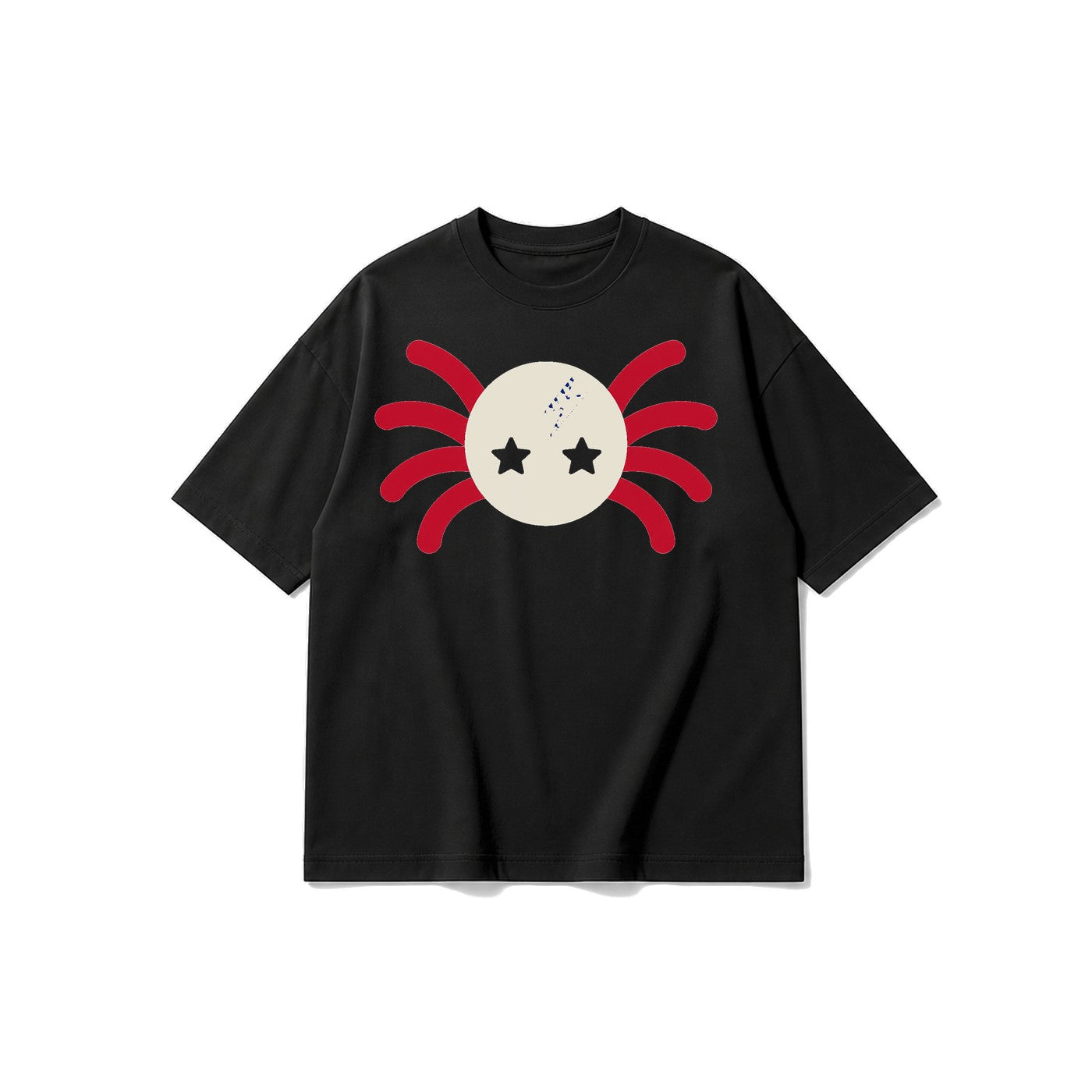 Yıldız Gözlü Örümcek baskılı siyah t-shirt