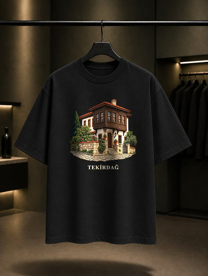 Tekirdağ Rakoczi Evi baskılı siyah t-shirt