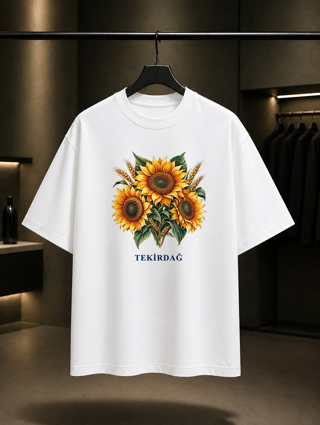 Tekirdağ Ayçiçeği baskılı beyaz t-shirt