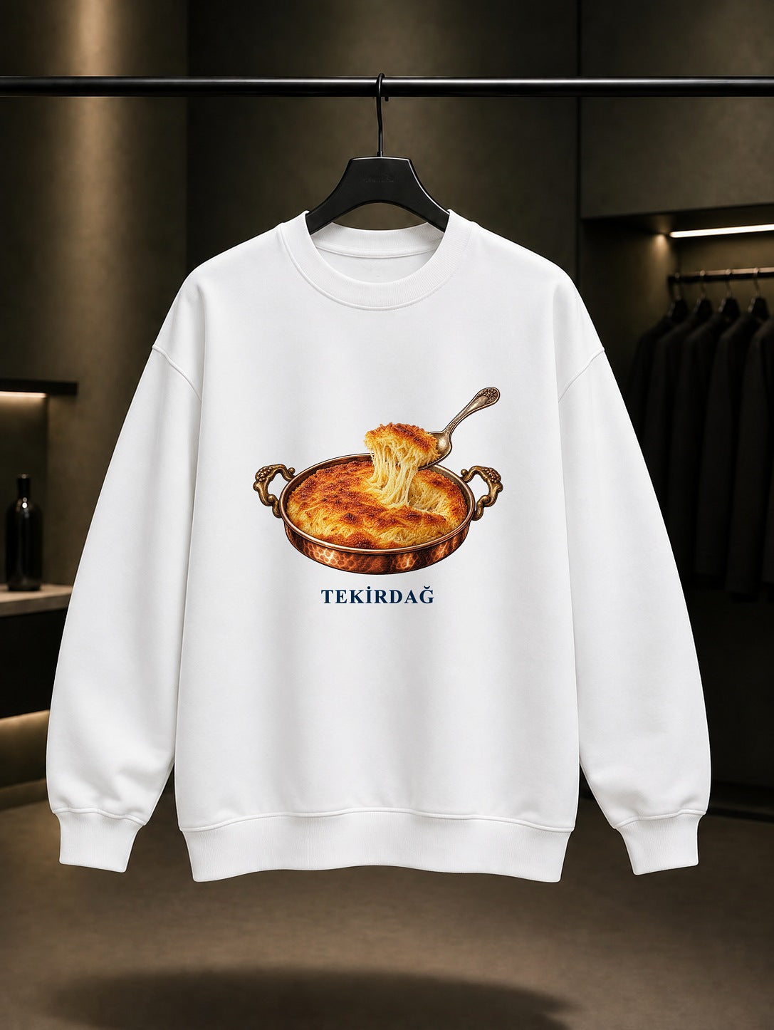Tekirdağ Peynir Helvası baskılı beyaz sweatshirt