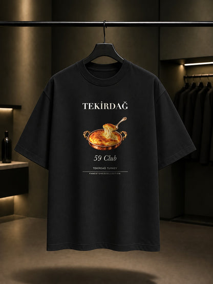 Tekirdağ Peynir Helvası 59 Club baskılı siyah t-shirt