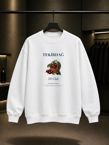 Tekirdağ Kirazı 59 Club baskılı beyaz sweatshirt