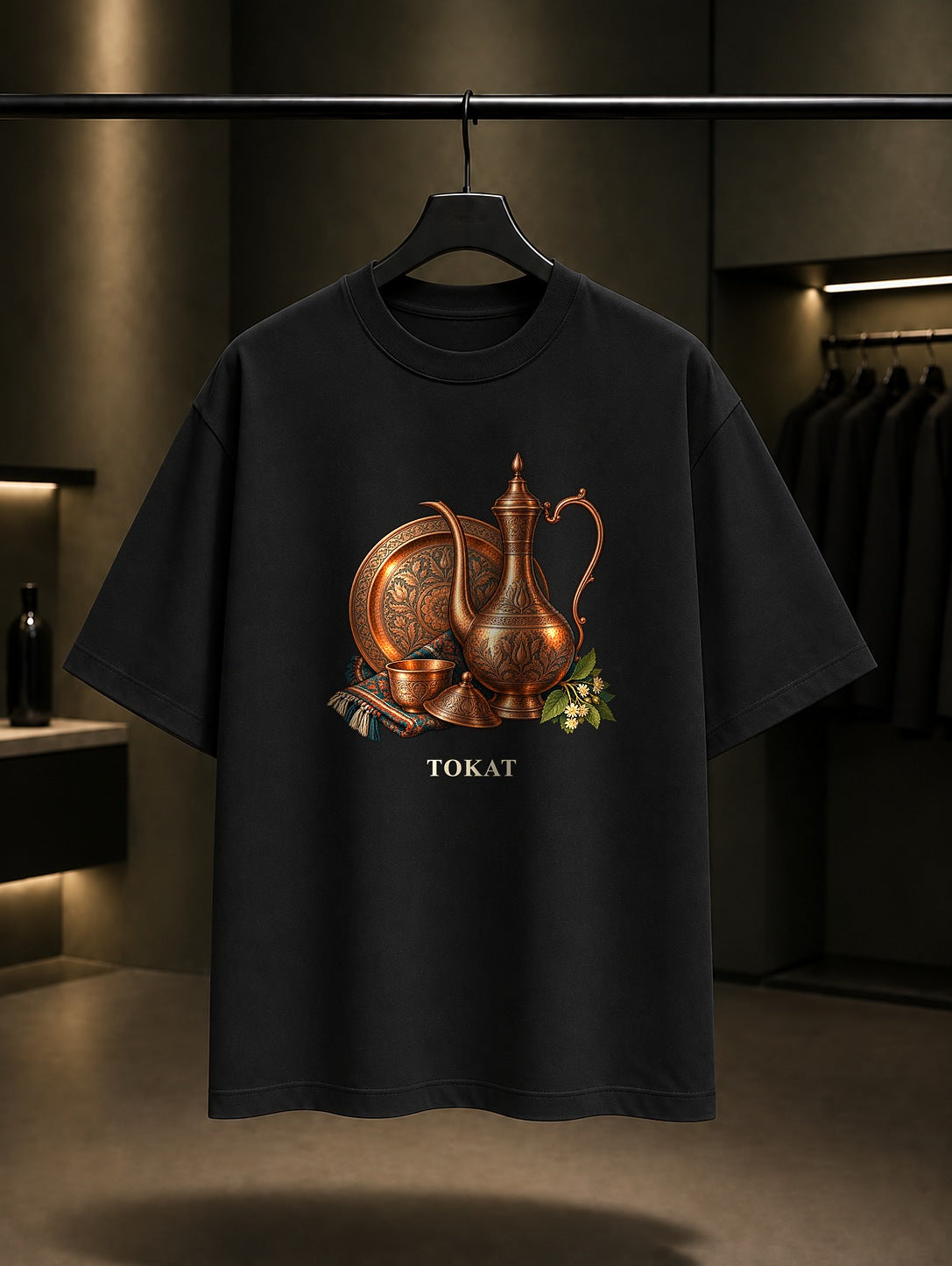 Tokat Bakır İbrik baskılı siyah t-shirt