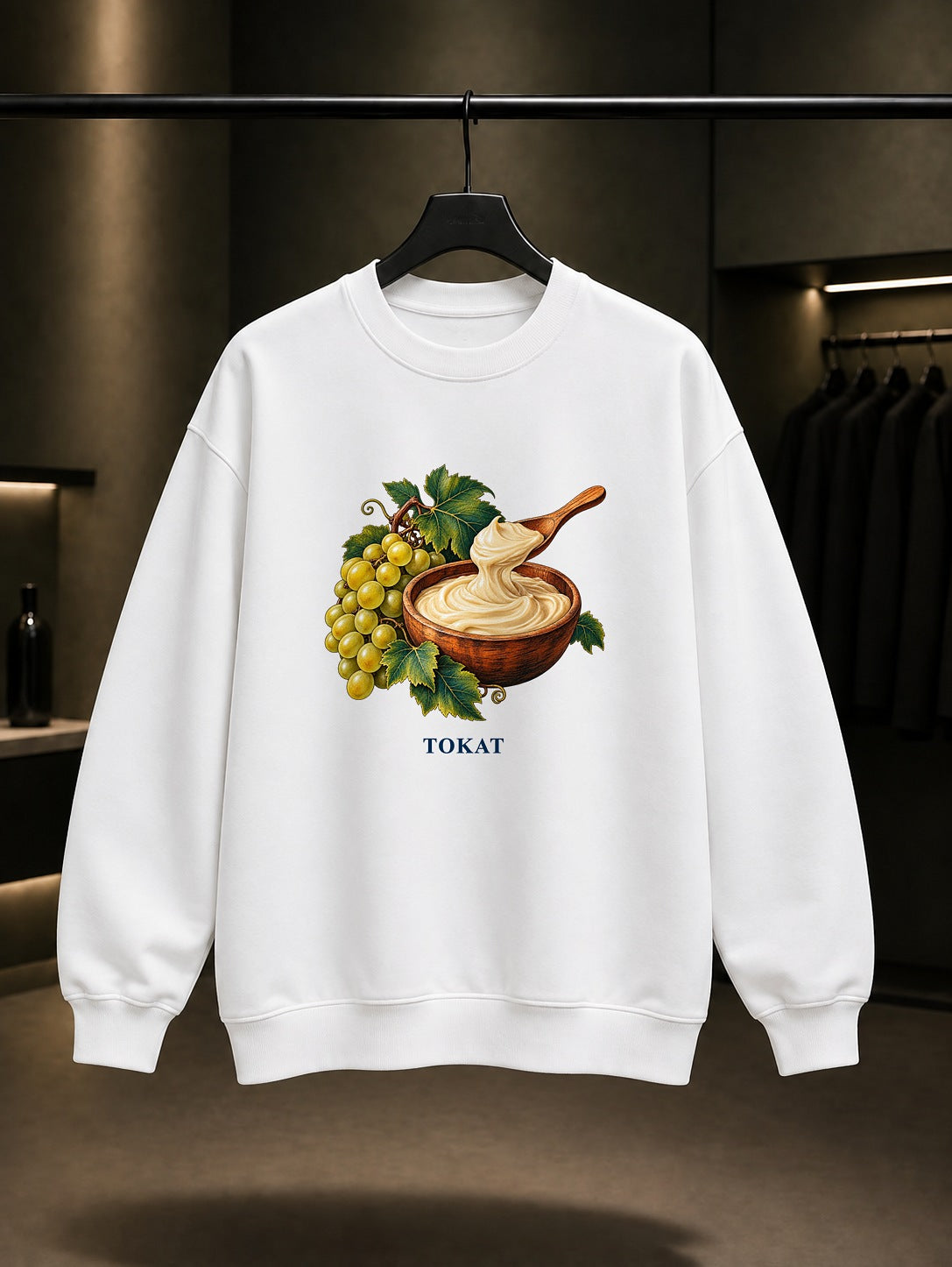 Tokat Zile Pekmezi baskılı beyaz sweatshirt
