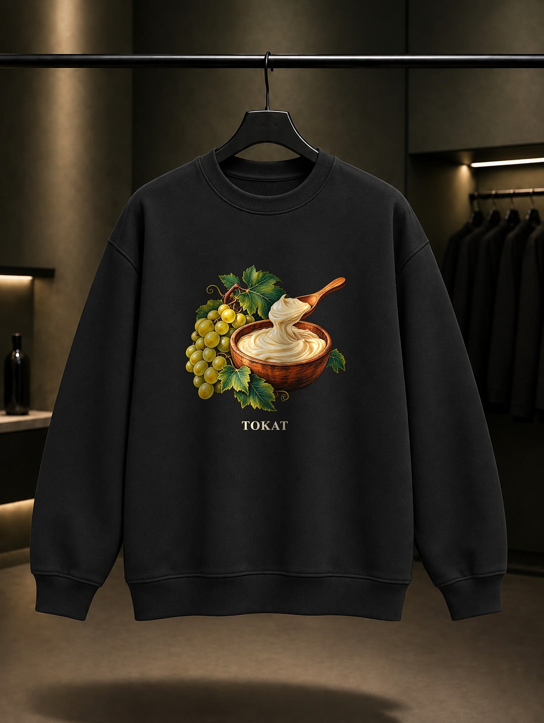 Tokat Zile Pekmezi baskılı siyah sweatshirt
