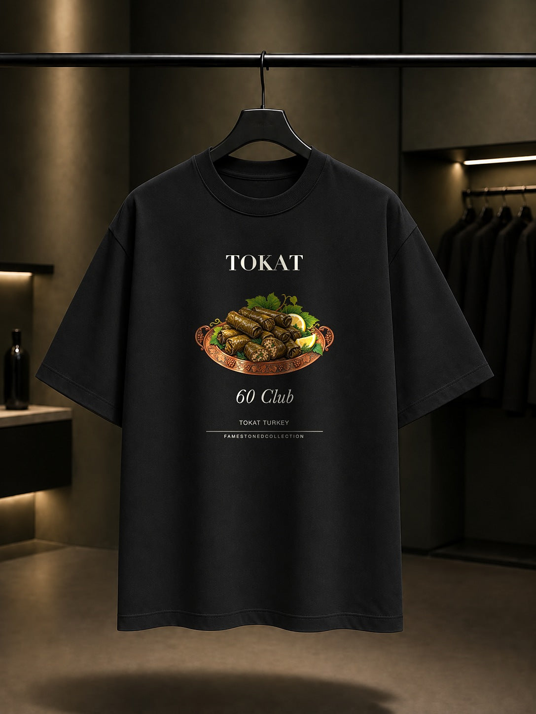 Tokat Yaprak Sarması 60 Club baskılı siyah t-shirt