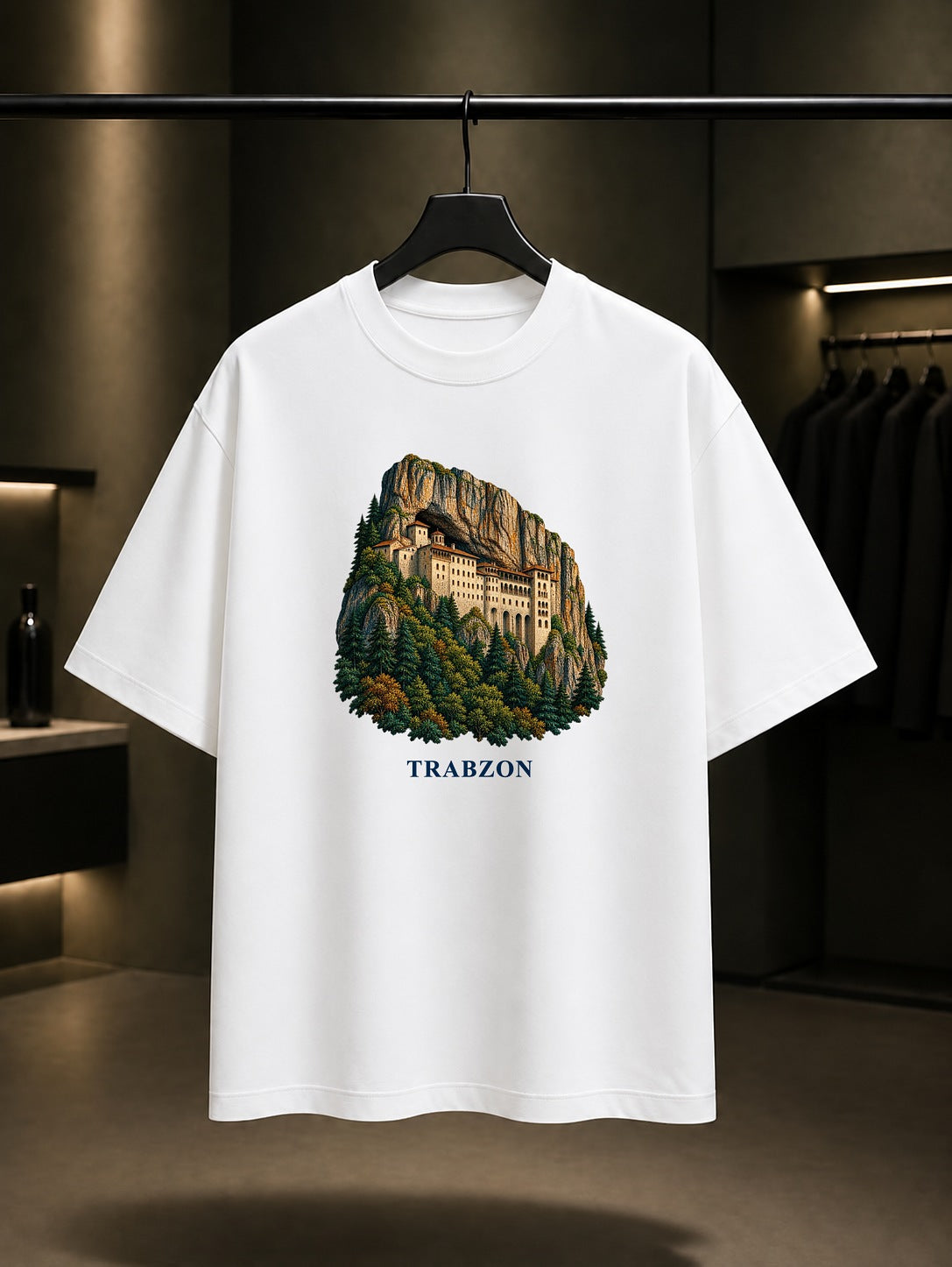 Trabzon Sümela baskılı beyaz t-shirt