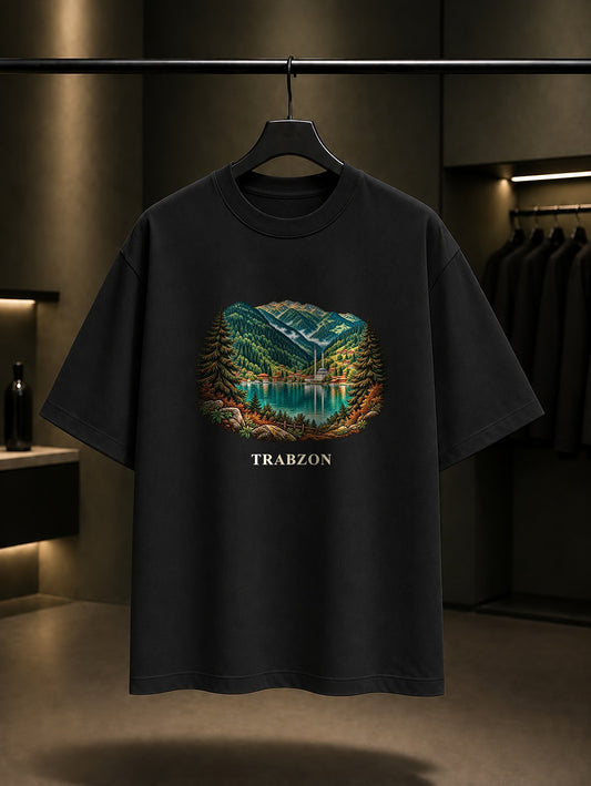 Trabzon Uzungöl baskılı siyah t-shirt