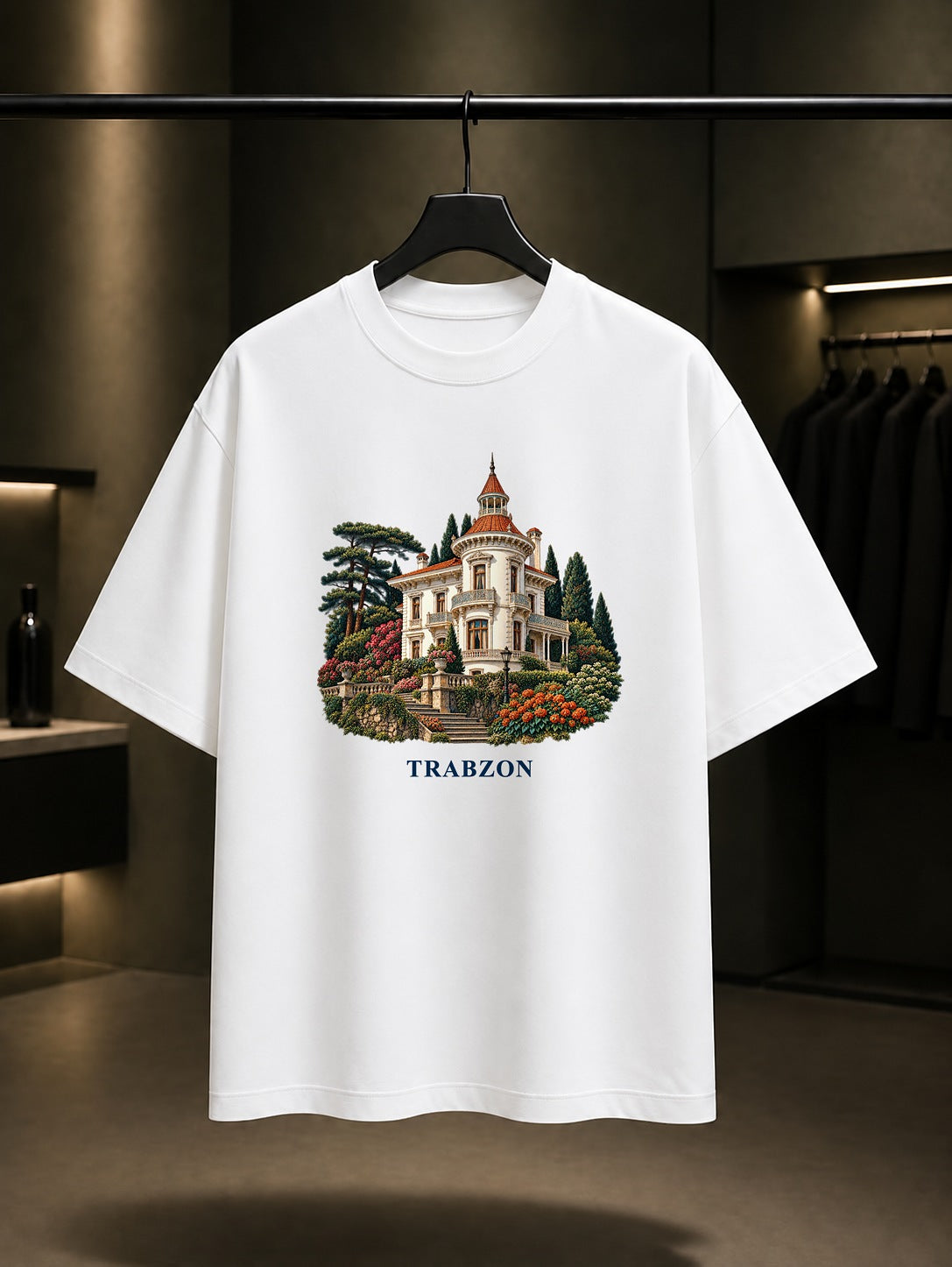 Trabzon Atatürk Köşkü baskılı beyaz t-shirt