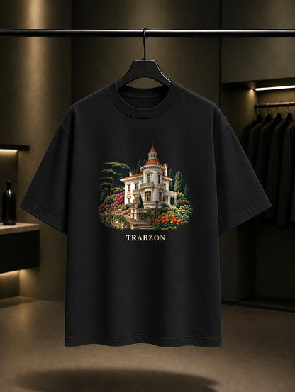 Trabzon Atatürk Köşkü baskılı siyah t-shirt