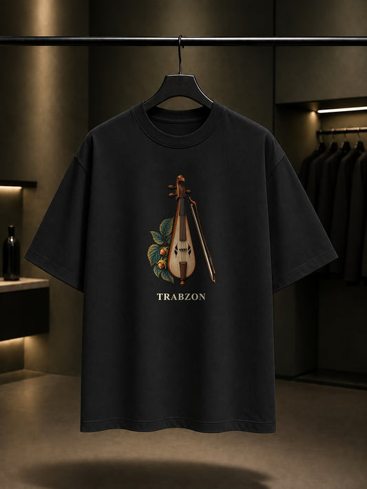 Trabzon Kemençe baskılı siyah t-shirt