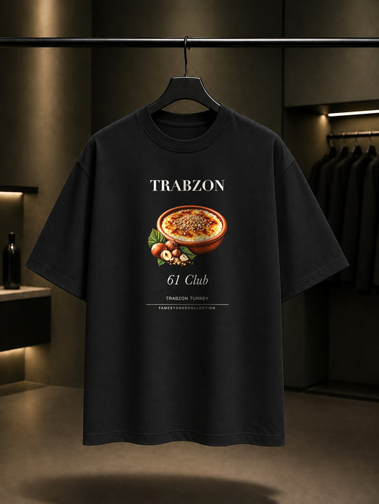 Trabzon Hamsiköy Sütlacı 61 Club baskılı siyah t-shirt