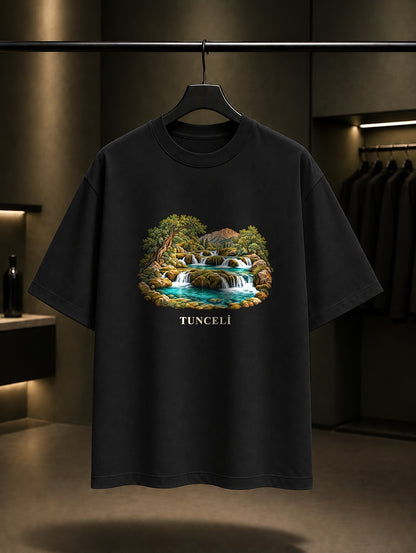 Tunceli Munzur Gözeleri baskılı siyah t-shirt