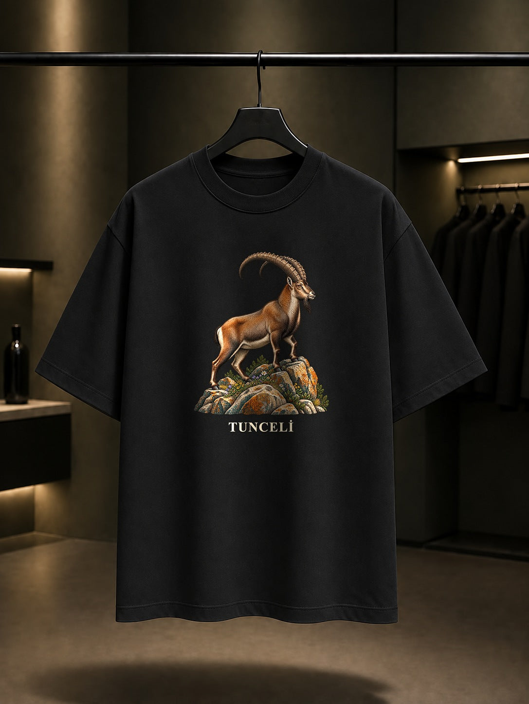 Tunceli Dağ Keçisi baskılı siyah t-shirt