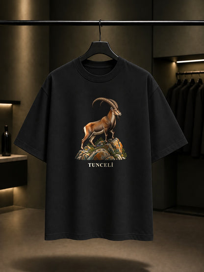 Tunceli Dağ Keçisi baskılı siyah t-shirt