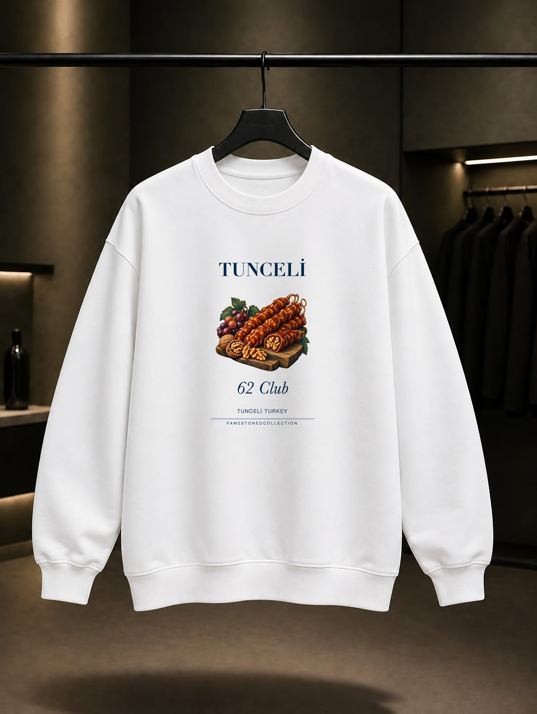 Tunceli Cevizli Orcik 62 Club baskılı beyaz sweatshirt
