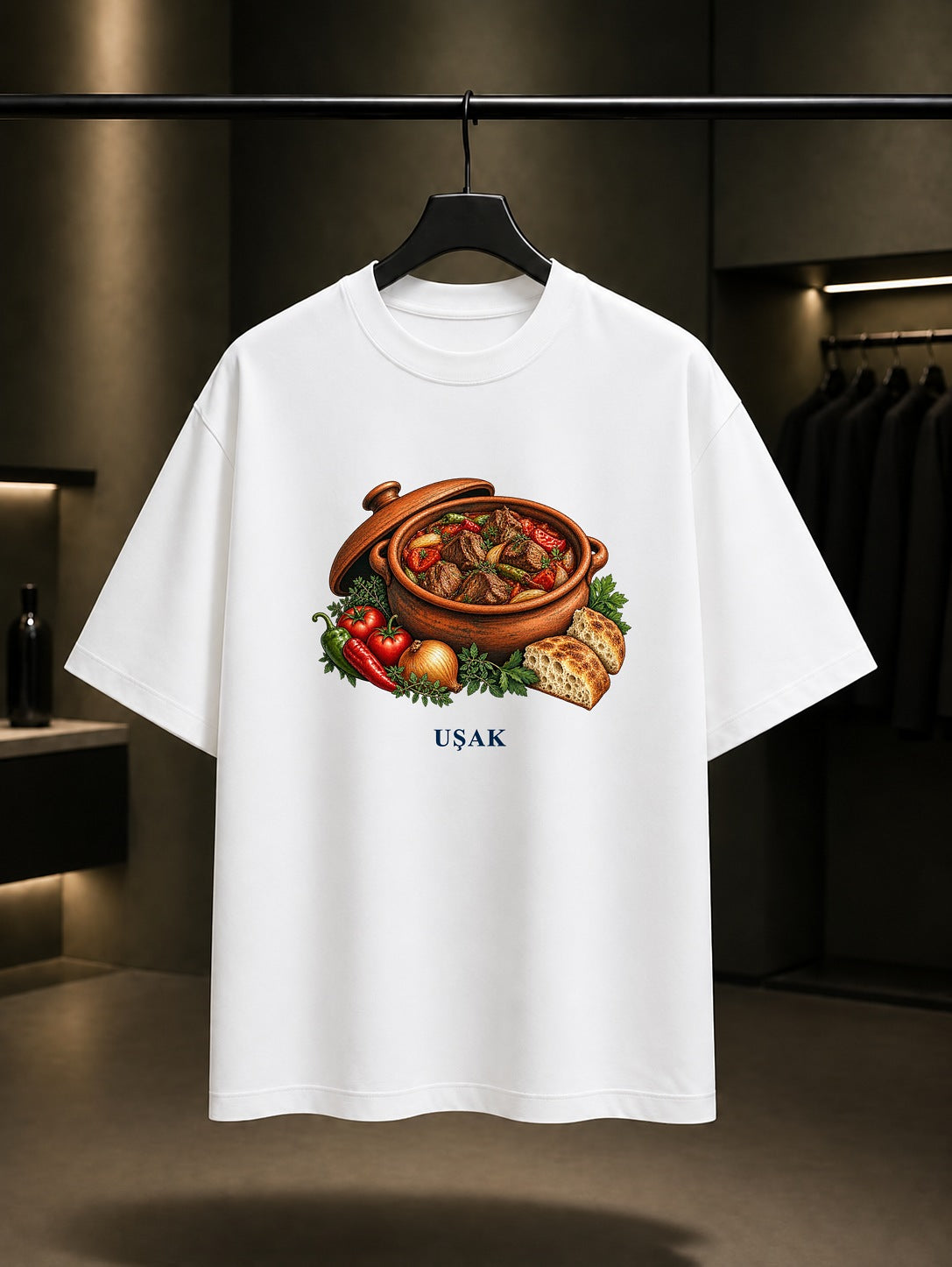 Uşak Çömlek Eti baskılı beyaz t-shirt
