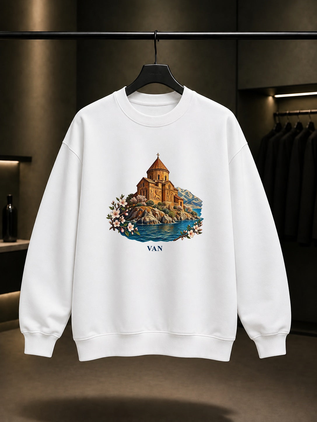 Van Akdamar baskılı beyaz sweatshirt