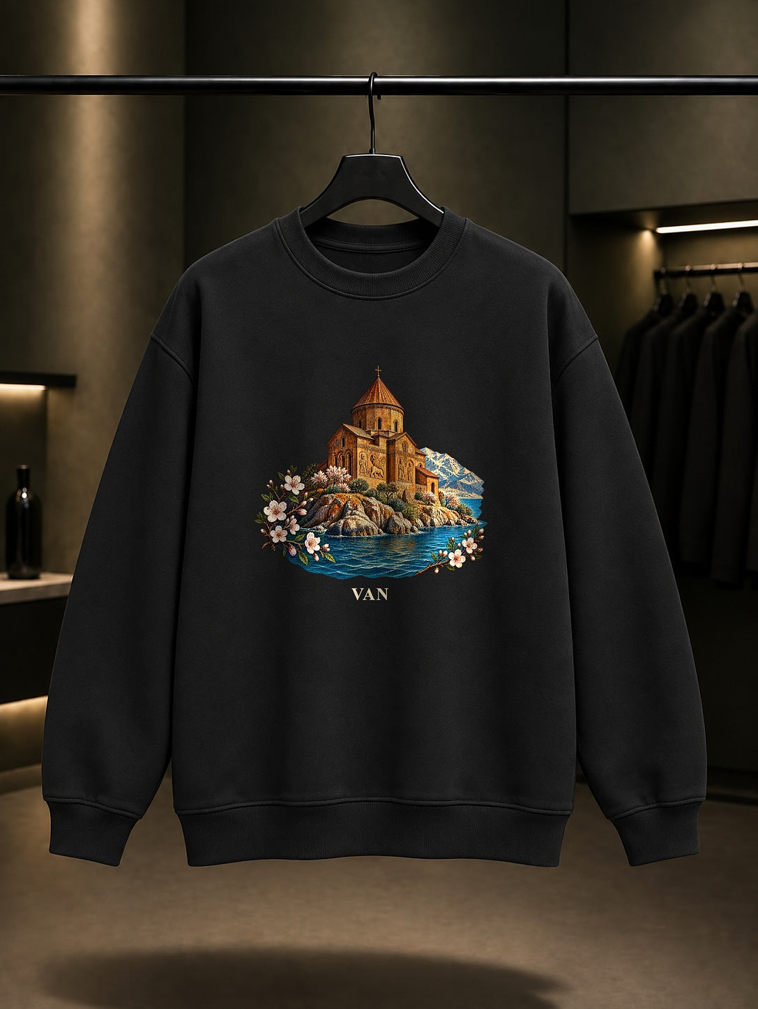 Van Akdamar baskılı siyah sweatshirt