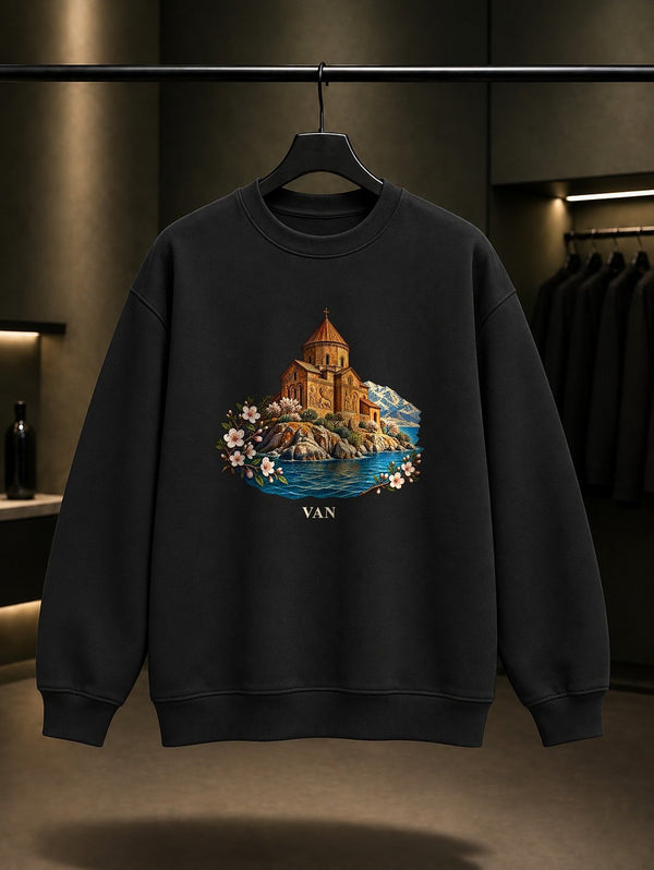 Van Akdamar baskılı siyah sweatshirt