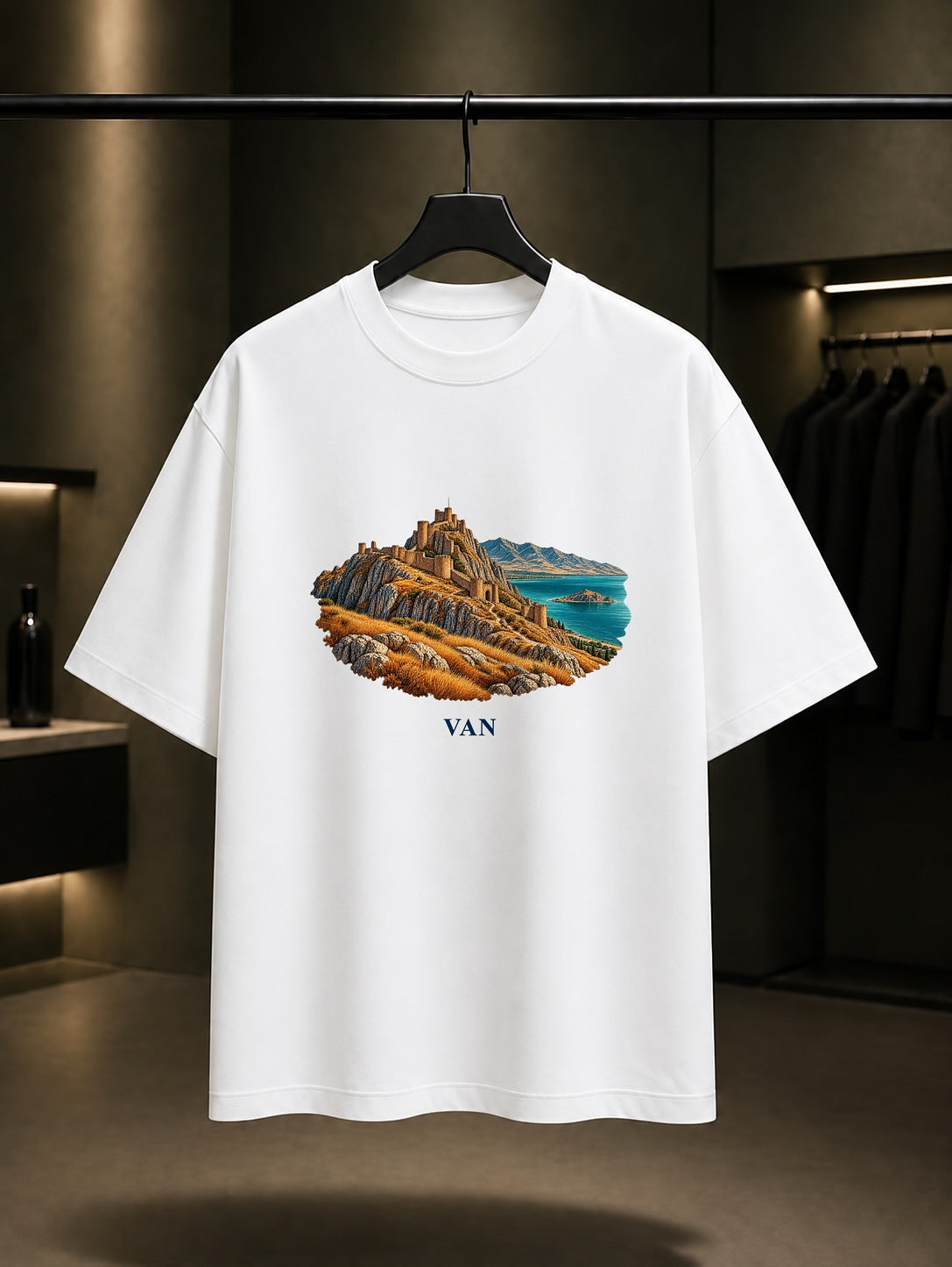 Van Kalesi baskılı beyaz t-shirt