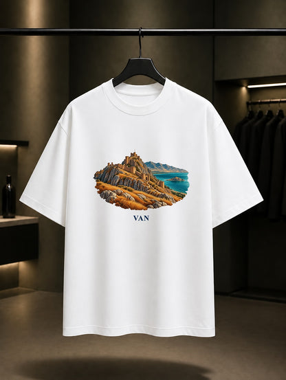 Van Kalesi baskılı beyaz t-shirt