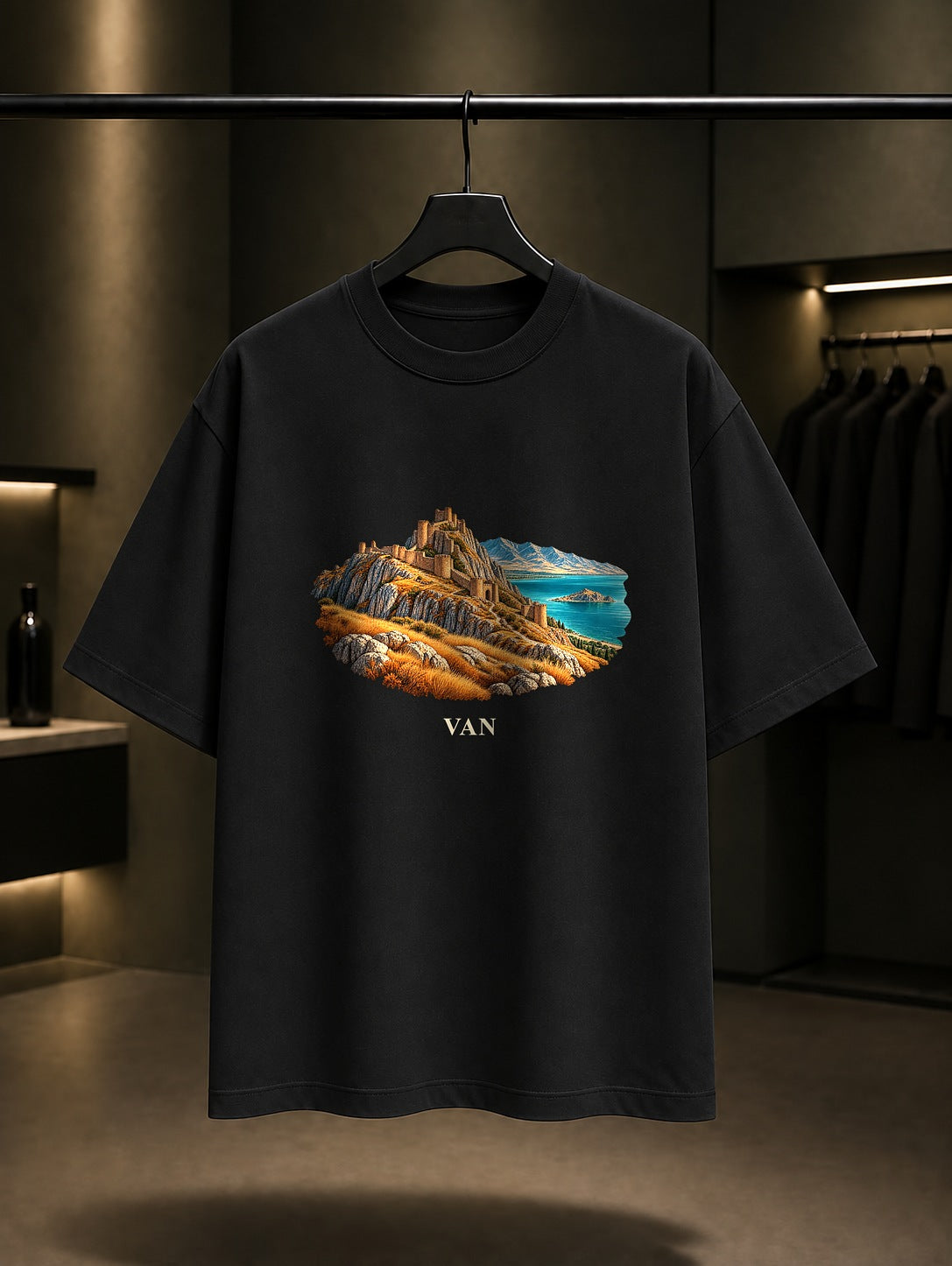 Van Kalesi baskılı siyah t-shirt