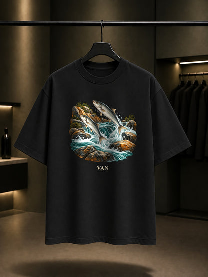 Van İnci Kefali baskılı siyah t-shirt