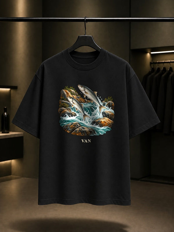 Van İnci Kefali baskılı siyah t-shirt