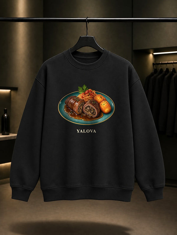 Yalova Termal Sarma baskılı siyah sweatshirt