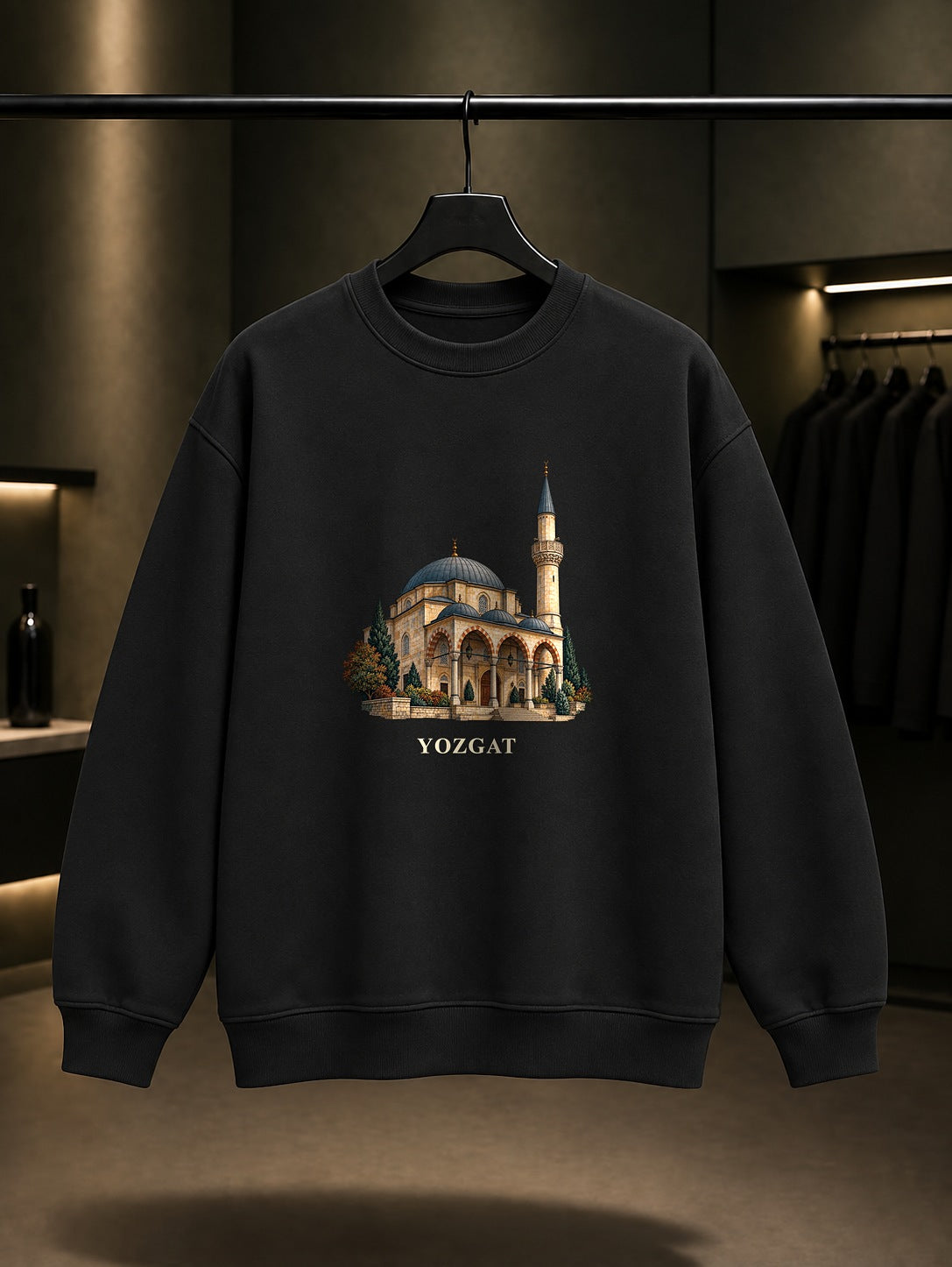 Yozgat Çapanoğlu Camii baskılı siyah sweatshirt