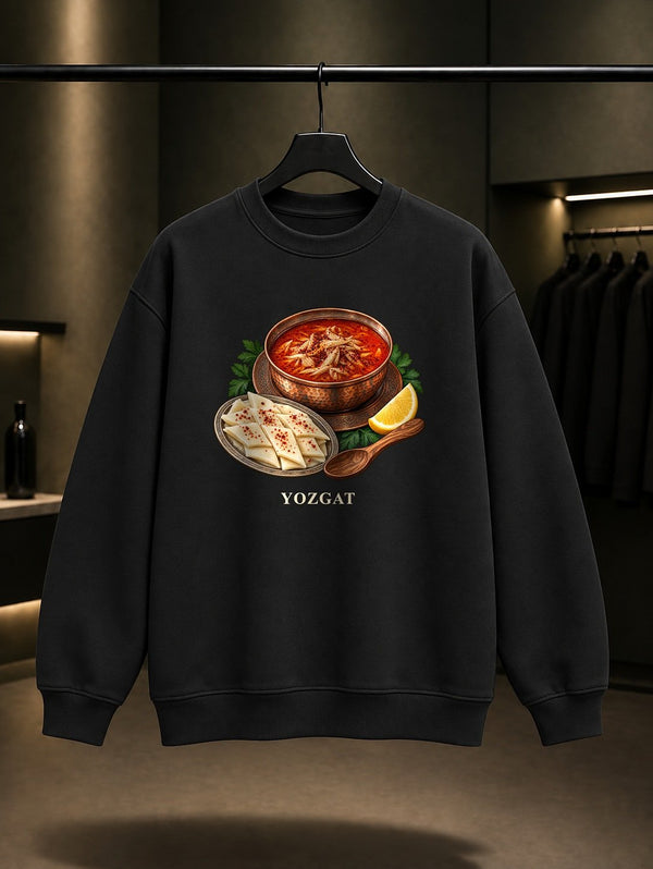 Yozgat Arabası baskılı siyah sweatshirt