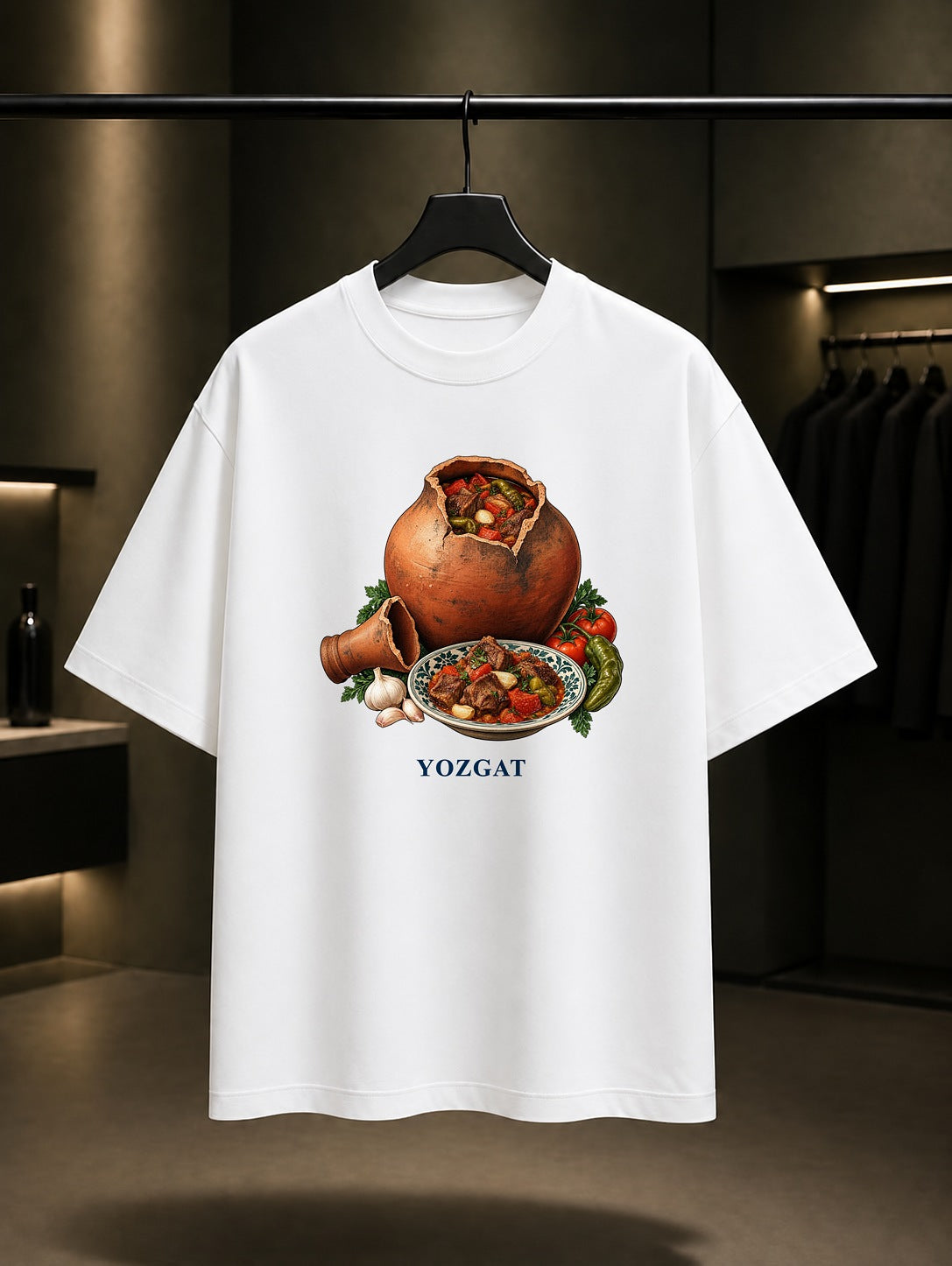 Yozgat Testi Kebabı baskılı beyaz t-shirt