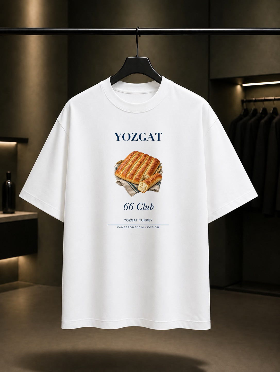 Yozgat Parmak Çöreği 66 Club baskılı beyaz t-shirt
