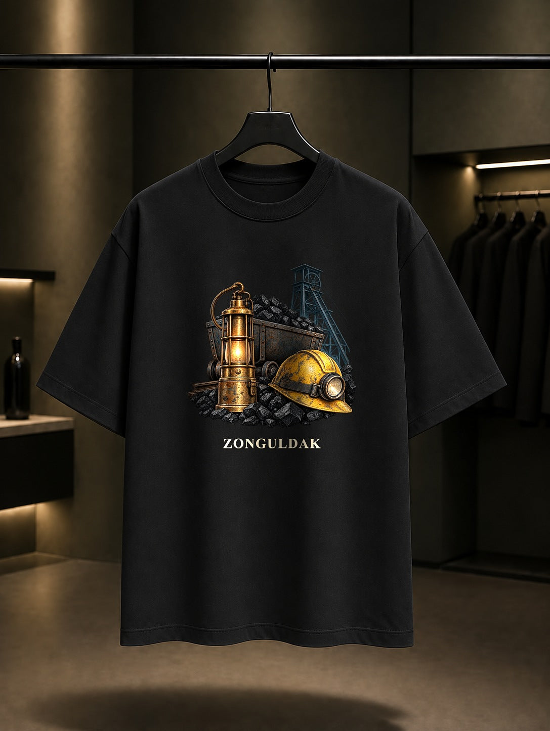 Zonguldak Maden Mirası baskılı siyah t-shirt