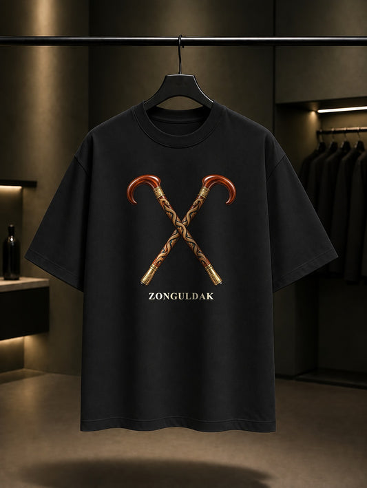 Zonguldak Devrek Bastonu baskılı siyah t-shirt