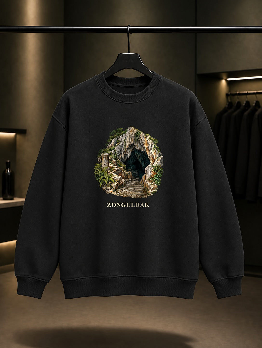 Zonguldak Cehennemağzı baskılı siyah sweatshirt