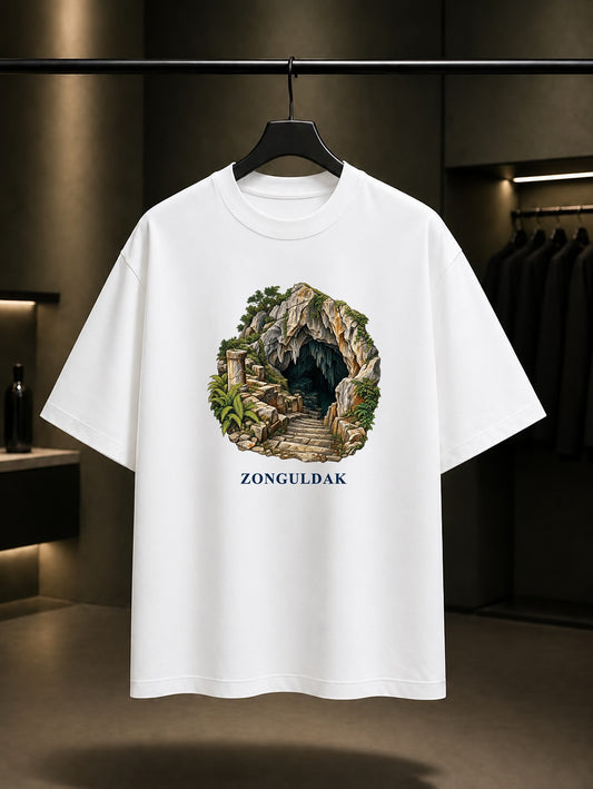 Zonguldak Cehennemağzı baskılı beyaz t-shirt
