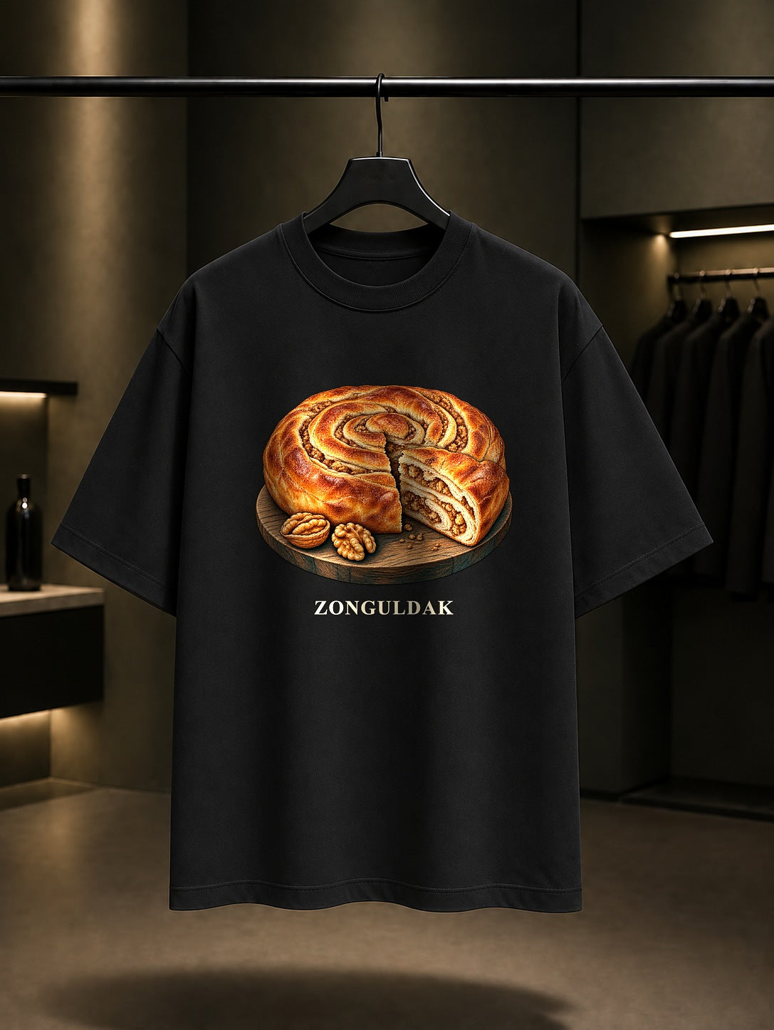 Zonguldak Cevizli Kömeç baskılı siyah t-shirt