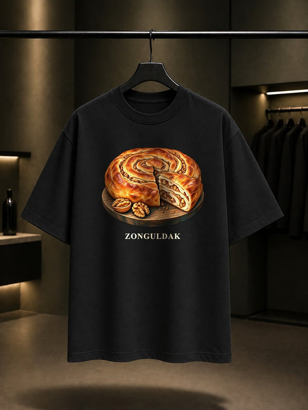 Zonguldak Cevizli Kömeç baskılı siyah t-shirt