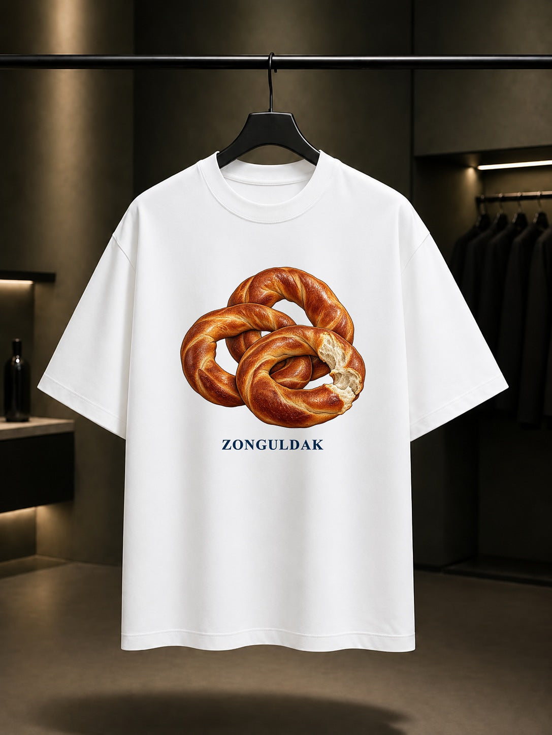 Zonguldak Devrek Simidi baskılı beyaz t-shirt