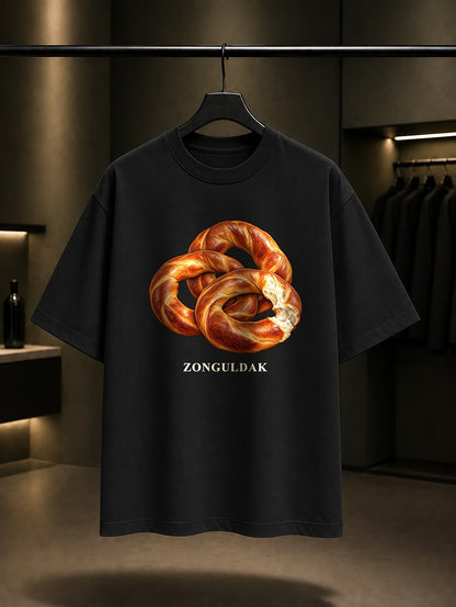 Zonguldak Devrek Simidi baskılı siyah t-shirt