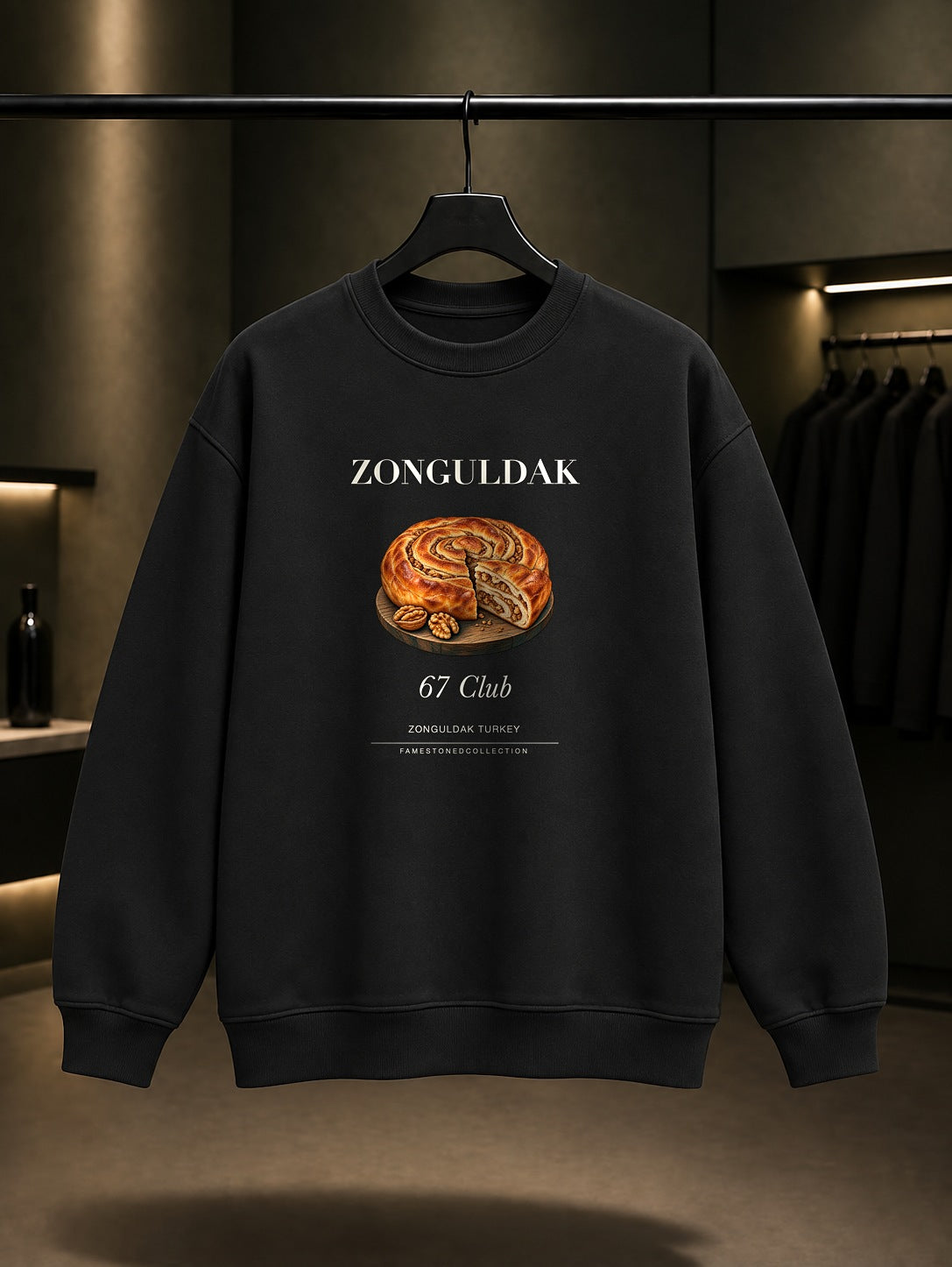 Zonguldak Cevizli Kömeç 67 Club baskılı siyah sweatshirt
